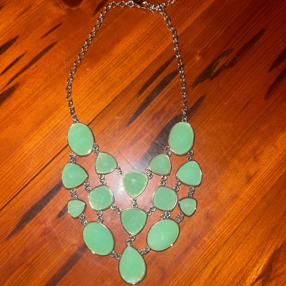 Statement Necklace Mint Faceted Stones